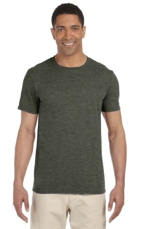 man wearing olive green T-shirt