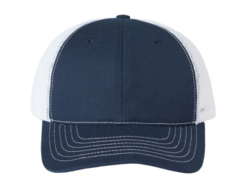 navy trucker cap with white mesh back panels