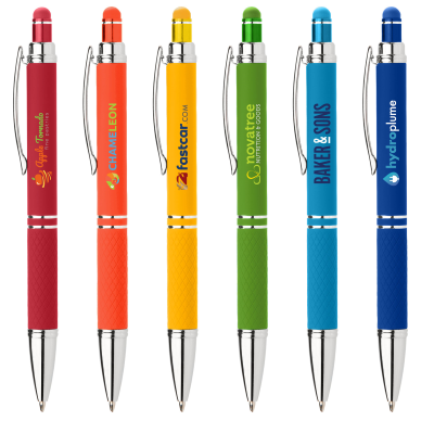 branded gel pens in a rainbow of colors