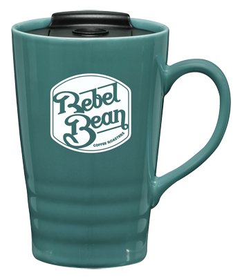 tall ceramic mug with custom logo - restaurant advertising