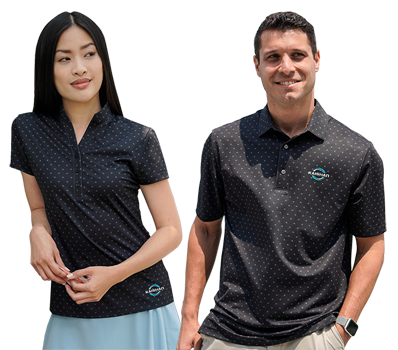 Greg Norman polo shirts - spinner print on black