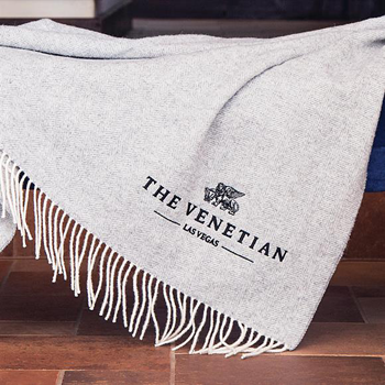 herringbone wool throw blanket with fringe