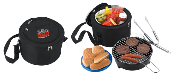 Koozie Portable BBQ With Cooler Bag, a portable grill kit that comes in a brandable cooler bag