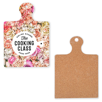 Compliments Ceramic Trivet with cork backing and full-color branding