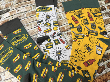 custom socks for Potbelly restaurants