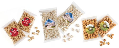 Maple Ridge Farms Custom-labeled snack packs of Gourmet Popcorn